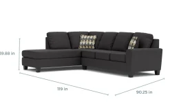 Mor Furniture Sectionals|Abinger Sofa Tux Chaise Sectional In , Left Facing Smoke