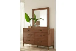 Mor Furniture Bedroom Sets|Adler Panel Bed, Dresser, Mirror & Nightstand In Natural Walnut, Full