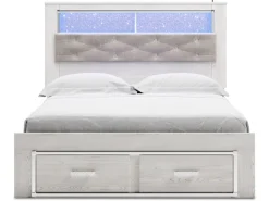 Mor Furniture Storage Beds|Beds|Altyra Bookcase Bed W/ Storage In Pearl White, Queen