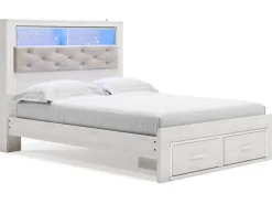Mor Furniture Storage Beds|Beds|Altyra Bookcase Bed W/ Storage In Pearl White, Queen