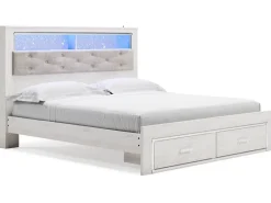 Mor Furniture Storage Beds|Beds|Altyra Bookcase Bed W/ Storage In Pearl White, Queen