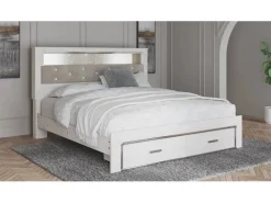 Mor Furniture Storage Beds|Beds|Altyra Bookcase Bed W/ Storage In Pearl White, Queen