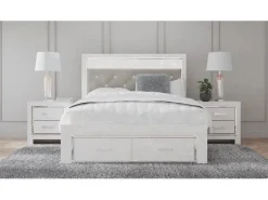 Mor Furniture Storage Beds|Beds|Altyra Panel Bed W/ Storage In Pearl White, Queen