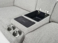 Mor Furniture Reclining Sectionals|Sectionals|Amara 6 Piece 2 Power Sectional W/ 2 Power Armless Recliner In Tasmin Granite