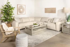 Mor Furniture Reclining Sectionals|Sectionals|Amara 6 Piece 2 Power Sectional W/ 2 Power Armless Recliner In Tasmin Granite
