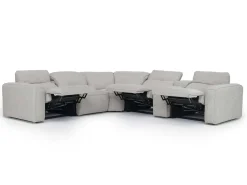 Mor Furniture Reclining Sectionals|Sectionals|Amara 6 Piece 2 Power Sectional W/ 2 Power Armless Recliner In Tasmin Granite