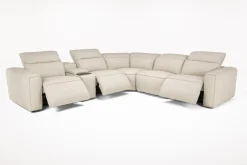 Mor Furniture Reclining Sectionals|Sectionals|Amara 6 Piece 2 Power Sectional W/ 2 Power Armless Recliner In Tasmin Granite