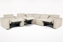 Mor Furniture Reclining Sectionals|Sectionals|Amara 6 Piece 2 Power Sectional W/ 2 Power Armless Recliner In Tasmin Granite