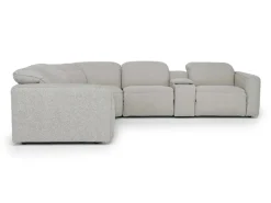 Mor Furniture Reclining Sectionals|Sectionals|Amara 6 Piece 2 Power Sectional W/ 2 Power Armless Recliner In Tasmin Granite