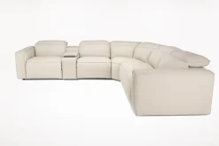 Mor Furniture Reclining Sectionals|Sectionals|Amara 6 Piece 2 Power Sectional W/ 2 Power Armless Recliner In Tasmin Granite