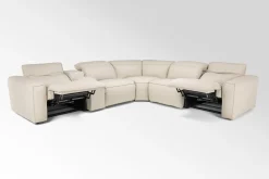 Mor Furniture Reclining Sectionals|Sectionals|Amara 6 Piece 2 Power Sectional In Tasmin Granite