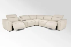 Mor Furniture Reclining Sectionals|Sectionals|Amara 6 Piece 2 Power Sectional In Tasmin Granite