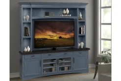 Mor Furniture Tv Stands|Entertainment Centers|Americana 4 Piece Entertainment Center In White Blue
