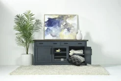 Mor Furniture Media Consoles & Hutches|Tv Stands|Americana Media Console In Gray, 63 Inch Blue