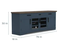 Mor Furniture Media Consoles & Hutches|Tv Stands|Americana Media Console In Gray, 63 Inch Blue