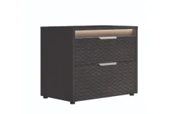 Mor Furniture Bedroom Sets|Amy Upholstered Bed W/ Storage, Dresser, Mirror & Nightstand In Dark Oak, Queen