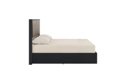 Mor Furniture Storage Beds|Upholstered Beds|Amy Upholstered Panel Bed W/ Storage In Dark Oak, Queen