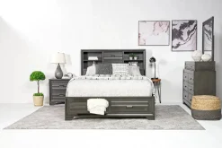 Mor Furniture Beds|Andes Bookcase Bed W/ Storage In , Twin Charcoal