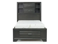 Mor Furniture Beds|Andes Bookcase Bed W/ Storage In , Twin Charcoal