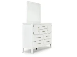 Mor Furniture Bedroom Sets|Andover Panel Bed, Dresser, Mirror & Nightstand In White, Twin