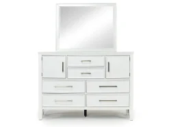 Mor Furniture Bedroom Sets|Andover Panel Bed, Dresser, Mirror & Nightstand In White, Twin