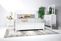 Mor Furniture Bedroom Sets|Andover Panel Bed, Dresser, Mirror & Nightstand In White, Twin