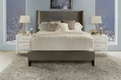 Mor Furniture Upholstered Beds|Beds|Angel Upholstered Panel Bed In Charcoal, Queen
