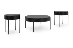 Mor Furniture Coffee Tables|Ardoline Coffee Table & 2 End Tables In Black