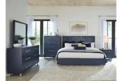 Mor Furniture Bedroom Sets|Argento Panel Bed, Dresser, Mirror & Nightstand In Misty Gray, Full