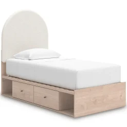 Mor Furniture Storage Beds|Beds|Arloster Panel Bed W/ 2 Drawer Storage In White, Twin