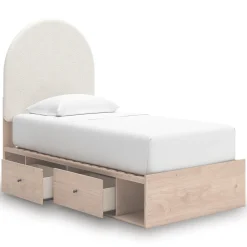 Mor Furniture Storage Beds|Beds|Arloster Panel Bed W/ 2 Drawer Storage In White, Twin