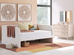 Mor Furniture Kids Beds & Bunk Beds|Arloster Upholstered Daybed In Tan/White, Twin