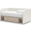 Mor Furniture Storage Beds|Beds|Arloster Upholstered Daybed W/ Storage Trundle In Tan/White, Twin