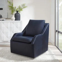 Mor Furniture Chairs|Asher Leather 360 Degree Swivel Chair In Ice
