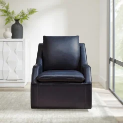Mor Furniture Chairs|Asher Leather 360 Degree Swivel Chair In Ice