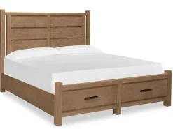 Mor Furniture Storage Beds|Beds|Aspen Valley Panel Bed W/ Storage In Sierra Brown, Queen