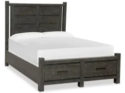 Mor Furniture Bedroom Sets|Aspen Valley Panel Bed W/ Storage, Dresser, Mirror & Nightstand In Sierra Brown, Queen