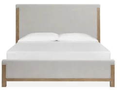 Mor Furniture Bedroom Sets|Aspen Valley Upholstered Panel Bed, Dresser, Mirror & Nightstand In Sierra Brown, Queen