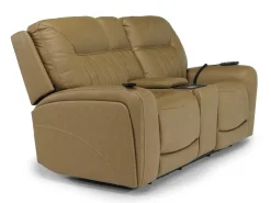 Mor Furniture Reclining Loveseats|Loveseats|Banks 3 Power Console Loveseat In Chesapeake Charcoal Leather