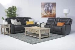 Mor Furniture Reclining Loveseats|Loveseats|Banks 3 Power Console Loveseat In Chesapeake Charcoal Leather