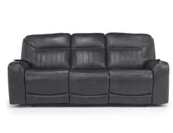 Mor Furniture Living Room Sets|Banks 3 Power Sofa & Loveseat In Leather Chesapeake Charcoal