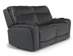 Mor Furniture Living Room Sets|Banks 3 Power Sofa & Loveseat In Leather Chesapeake Charcoal
