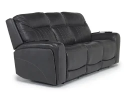 Mor Furniture Reclining Sofas|Sofas|Banks 3 Power Sofa In Chesapeake Charcoal Leather