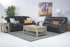Mor Furniture Reclining Sofas|Sofas|Banks 3 Power Sofa In Chesapeake Charcoal Leather