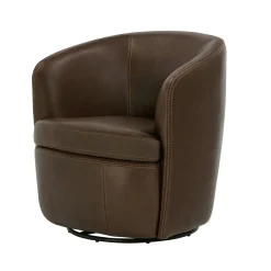 Mor Furniture Chairs|Barolo Leather Swivel Club Chair In Caramel