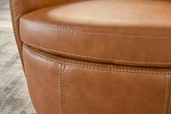 Mor Furniture Chairs|Barolo Leather Swivel Club Chair In Caramel