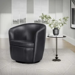 Mor Furniture Chairs|Barolo Leather Swivel Club Chair In Caramel