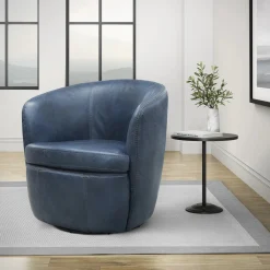 Mor Furniture Chairs|Barolo Leather Swivel Club Chair In Caramel
