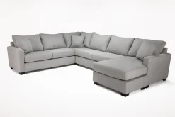 Mor Furniture Sectionals|Barrett Tux Sofa Chaise Sectional In Fisk Smoke, Right Facing