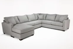 Mor Furniture Sectionals|Barrett Tux Sofa Chaise Sectional In Fisk Smoke, Right Facing